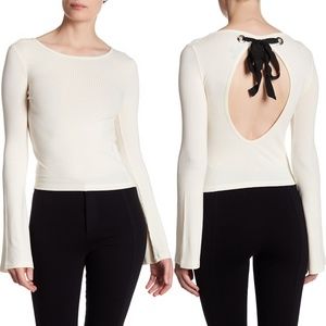 Topshop Tie Back Cropped Shirt in Cream Size 4 NWT